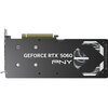 Czarna karta graficzna z widocznym napisem "GEFORCE RTX 5060" oraz "PNY" na obudowie. Po prawej stronie znajdują się otwory wentylacyjne w kształcie litery "X".