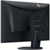 Czarny monitor z logo "EIZO" w górnym rogu, widoczny od tyłu z solidną podstawą i regulowanym ramieniem. Monitor ma elegancki, nowoczesny design z gładką powierzchnią.