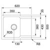 Zlewozmywak jednokomorowy z ociekaczem FRANKE Orion OID 611-62 114.0476.310 Kamienny szary 50x62 Komora 1 350 x 360 x 180 mm