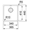 Zlewozmywak jednokomorowy FRANKE Sirius SID 110-34 125.0331.031 Onyx 44x36.5 Komora 1 340 x 410 x 200 mm
