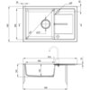 Schemat techniczny zlewozmywaka jednokomorowego z ociekaczem, przedstawiający wymiary: 440 mm na 380 mm dla komory, 497 mm średnicy otworu odpływowego, oraz 670 mm całkowitej długości zlewozmywaka. Widoczne są również oznaczenia wysokości 164 mm i 152 mm dla głębokości komory oraz otwory montażowe o średnicy 35 mm.