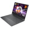 Na zdjęciu znajduje się otwarty laptop z widocznym ekranem, na którym wyświetlana jest dynamiczna scena z gry wideo z napisami "GAME PASS" i "HI-FI RUSH". Klawiatura laptopa jest pełnowymiarowa, a obudowa ma ciemny kolor.