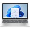 Laptop z widocznym ekranem, na którym wyświetlony jest interfejs systemu Windows 11 z menu Start. Na obudowie poniżej ekranu znajduje się logo HP.
