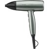 Suszarka do włosów w kolorze metalicznej zieleni z czarnymi elementami, takimi jak dysza i uchwyt. Na obudowie widoczne jest logo "BaByliss".