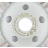Na zdjęciu widoczna jest tarcza do szlifowania z napisem "57T327 GRAPHITE CONCRETE EN13236" oraz oznaczeniami "Ø 125 mm", "max 80 m/s", "max 12200 rpm". Tarcza ma otwory i metaliczne segmenty na krawędzi.