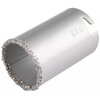 Na zdjęciu znajduje się metalowa otwornica z ząbkowanym brzegiem, na której widoczny jest napis "Ø 43". Produkt ma cylindryczny kształt i jednolitą, srebrzystą powierzchnię.
