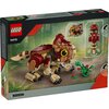 Pudełko zestawu LEGO 76970 Jurassic World przedstawia model małego dinozaura z klocków w otoczeniu roślinności. Na opakowaniu widoczne jest logo LEGO oraz ilustracje pokazujące różne perspektywy złożonego modelu.