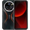 Smartfon OUKITEL WP55 Pro 5G 16/512GB 6.58" 120Hz w kolorze pomarańczowym, z widocznym dużym modułem aparatu z trzema obiektywami i napisem "SUPER PERFORMANCE HD CAMERA". Na ekranie wyświetlony jest abstrakcyjny, czerwony wzór.