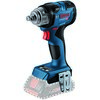 Na zdjęciu znajduje się niebiesko-czarna zakrętarka udarowa z czerwonym przyciskiem, z widocznym logo "BOSCH" oraz napisem "Professional GDS 18V-330 HC". Produkt ma metalową końcówkę i uchwyt na akumulator z oznaczeniem "ProCORE".