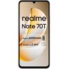 Złoty smartfon z dwoma dużymi obiektywami aparatu i małym otworem na lampę błyskową w górnej części. Na obudowie widoczne jest logo "realme".