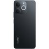 Na zdjęciu widoczny jest czarny smartfon z dużym ekranem, na którym wyświetlany jest obraz przedstawiający abstrakcyjny, niebieski kształt przypominający płatki kwiatu. Na ekranie znajduje się tekst: "realme Note 70T".