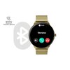 Złoty smartwatch z okrągłym wyświetlaczem pokazuje ekran połączenia z napisem "Verona" oraz ikonami do wyciszenia, odebrania i odrzucenia połączenia. Obok zegarka znajduje się symbol Bluetooth z tekstem "Rozmowy Bluetooth i Asystent głosowy".