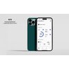 Na zdjęciu widoczny jest zielony smartfon z aplikacją Garett Smart na ekranie, pokazującą dane dotyczące aktywności fizycznej, takie jak liczba kroków (3596), spalone kalorie (243 kcal) i pokonany dystans (7 km). Obok telefonu znajduje się tekst: "Kompaty
