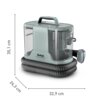 Odkurzacz TEFAL IZ3020F0 Clean It Compact w kolorze szarym z przezroczystymi elementami, wyposażony w uchwyt na górze i zwinięty wąż u podstawy; wymiary: 35,1 cm wysokości, 24,3 cm głębokości, 32,9 cm szerokości. Na obudowie widoczne jest logo "Tefal Clean It Compact".