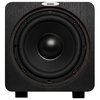 Czarny subwoofer z widocznym dużym głośnikiem na froncie, otoczony ciemnym drewnianym panelem. Na górze znajduje się logo z napisem "velodyne".