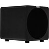 Czarny subwoofer o prostokątnym kształcie z zaokrąglonymi krawędziami, z dużą okrągłą maskownicą z przodu. Na górnej części widoczne jest logo "Velodyne".