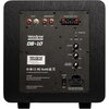 Czarny panel subwoofera z widocznymi złączami i pokrętłami, oznaczony napisami: "Velodyne Acoustics DB-10", "MODEL: EQR-DB 10 Serial", oraz symbolami certyfikatów EAC, CE, FCC, RoHS. Znajdują się tu również pokrętła do regulacji głośności, fazy i częstotl