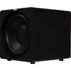 Czarny subwoofer o prostokątnym kształcie z widocznym dużym głośnikiem na przedniej ścianie. Na górnej krawędzi znajduje się logo z napisem "Velodyne".