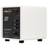 Biały subwoofer z widocznym panelem tylnym, na którym znajdują się złącza i pokrętła do regulacji. Na panelu widoczny jest tekst: "Velodyne DB-8", a także oznaczenia CE, FCC, RoHS i inne informacje techniczne.