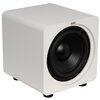 Biały subwoofer o prostej, sześciennej konstrukcji z widocznym dużym głośnikiem na przedniej ścianie. Na górnej krawędzi obudowy znajduje się logo "Velodyne".
