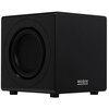 Czarny subwoofer o połyskującym wykończeniu z widocznym głośnikiem po jednej stronie. Na obudowie znajduje się logo z napisem "Velodyne Acoustics".