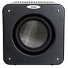 Czarny subwoofer z widocznym centralnie głośnikiem o metalicznej siatce, na górze znajduje się logo z napisem "Velodyne Acoustics". Obudowa ma zaokrąglone rogi i cztery srebrne śruby w narożnikach.