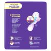 Fioletowe opakowanie podpasek z grafiką przedstawiającą produkt oraz tekstem: "PROTECTION & COMFORT", "CONTOUR FLEX CORE", "Stays close, and in-sync with your body, to lock leaks & wetness", "Soft Protective Toplayer", "Instant Dry", "Comfort Lock Wings",