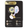 Czarne opakowanie podpasek z grafiką przedstawiającą produkt oraz tekstem: "UP TO 12H PROTECTION & COMFORT*", "1 ULTRA soft protective TOPLAYER", "LONGER & WIDER BACK*", "2 Comfortable Wings", "3 Instant Dry", "4 Fit&Flex Core", "5 Odour Lock". Na dole op