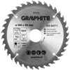 Srebrna tarcza do cięcia z widocznymi zębami, oznaczona jako GRAPHITE 57T211, o średnicy 160 mm i otworze 30 mm, z różnymi piktogramami i napisami, w tym "Tarcza do pilarki" oraz "graphite.pl". Na tarczy znajdują się także informacje techniczne, takie jak