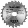 Srebrna tarcza do cięcia z widocznymi zębami, oznaczona jako GRAPHITE 57T217, o średnicy 185 mm i otworze 30 mm. Na tarczy znajdują się piktogramy oraz napisy: "Tarcza do pilarki", "Circular saw blade", "Диск пильний до пилки циркулярної", a także informa