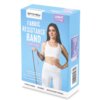 Opakowanie produktu "Guma do ćwiczeń SPOKEY Coti Flex Light Fioletowy" z widoczną grafiką osoby trzymającej gumę do ćwiczeń, tekstem "FABRIC RESISTANCE BAND COTI FLEX" oraz informacją "LIGHT 1-7 kg". Na dole opakowania znajdują się napisy: "OPOROWA GUMA M