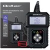 Tester diagnostyczny Qoltec 50684 z wyświetlaczem pokazującym tekst "OBD2/EOBD Code Reader" oraz symbolem samochodu, poniżej widoczne są przyciski nawigacyjne. Na opakowaniu znajduje się napis "Qoltec Tester & Diagnostic Tool OBDII/EOBD" oraz informacje o