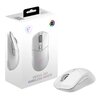 Pudełko i mysz komputerowa w kolorze białym, z widocznym napisem "VERSA 300 WIRELESS WHITE" oraz logo producenta. Na pudełku znajduje się również symbol LED w kolorach tęczy.