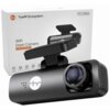Na zdjęciu widoczny jest wideorejestrator z logo przypominającym stylizowaną literę "m" oraz opakowanie z napisem "YueMi Ecosystem" i "WiFi Dash Camera (2560x1440P)". Produkt ma nowoczesny design z dużym obiektywem i uchwytem montażowym.