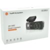 Białe pudełko z napisem "YueMi Ecosystem" oraz "4K WiFi Dash Camera (3840x2160P)" zawiera zdjęcie wideorejestratora z logo producenta. Na dole znajdują się ikony z opisami: "Ultra Clear High Vision", "160° Field of View", "3840x2160P", "WiFi", "24hr Parki