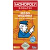 Czerwone opakowanie dodatku do gry Monopoly z napisem "DODATEK" oraz "IDŹ DO WIĘZIENIA. Okazuje się, że zbrodnia popłaca." Na dole widnieje informacja "Do gry wymagana jest klasyczna edycja Monopoly" oraz logo "Hasbro Games".