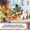 Na zdjęciu widoczny jest szczegółowy model LEGO przedstawiający Castle Bowsera, trzymany przez dziecko, z kilkoma mniejszymi figurkami na stole. W prawym górnym rogu znajduje się ikona tortu z napisem "9+", a na dole tekst: "Szczegółowy model Castle Bowse