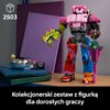 Na zdjęciu znajduje się kolorowy model robota z klocków, obok którego leży kilka przedmiotów, w tym mała tabliczka z napisem "LEGO Fortnite Mecha Team Leader". Na dole zdjęcia widnieje napis: "Kolekcjonerski zestaw z figurką dla dorosłych graczy".