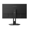 Czarny monitor z widocznym logo "LEGION" na tylnej obudowie oraz logo "Lenovo" na podstawie, która ma wzór plastra miodu. Monitor jest zamontowany na sześciokątnej podstawie.
