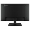 Czarny monitor z logo "Lenovo" na górnej części obudowy, widoczny od tyłu. Na dolnej części znajdują się porty oznaczone jako "HDMI" i "DP".