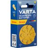 Opakowanie baterii do aparatu słuchowego VARTA, rozmiar 10, zawiera 24 sztuki i jest oznaczone napisem "HEARING AID BATTERIES" oraz "MADE IN GERMANY". Na opakowaniu widoczny jest również kod QR oraz symbole recyklingu i łączności bezprzewodowej.