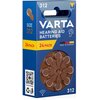 Na zdjęciu znajduje się okrągła bateria z brązową naklejką, na której widnieje znak plusa oraz liczba "312". Bateria ma metaliczną obudowę, a naklejka jest wydłużona i wystaje poza krawędź baterii.
