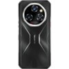 Czarny smartfon z widocznym logo "OUKITEL" na tylnej obudowie, posiada okrągły moduł aparatu z czterema obiektywami i napisem "SUPER PERFORMANCE HD CAMERA". Obudowa ma geometryczne wzory i metaliczne akcenty.