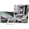 Pudełko i płyta główna z logo MSI, oznaczone jako "B850 Gaming Plus WiFi 6E", z widocznymi elementami technicznymi i złączami. Na pudełku znajdują się napisy: "AMD Ryzen 5000 Desktop Ready" oraz "B850 Gaming Plus WiFi 6E".