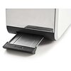 Pudełko przedstawia toster w kolorze białym z elementami drewnianymi i metalicznymi, z trzema przyciskami oznaczonymi jako "Reheat", "Defrost" i "Cancel". Na opakowaniu widnieje napis "Toaster for two slices of bread" oraz jego tłumaczenia w językach niem