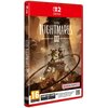Okładka gry "Little Nightmares III" na konsolę Nintendo Switch przedstawia dwóch bohaterów stojących na drewnianej konstrukcji w mrocznym, surrealistycznym otoczeniu. Na dole okładki znajduje się logo "Bandai Namco", oznaczenie wiekowe 16 oraz informacja 