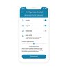 Ekran smartfona wyświetla aplikację z ustawieniami detekcji ruchu, z opcjami do wykrywania osób, pojazdów, zwierząt i innych ruchów, oraz suwakiem do regulacji czułości wykrywania ustawionym na średnią czułość. Na dole ekranu znajduje się niebieski przyci