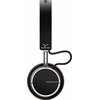 Czarne słuchawki nauszne z brązowymi akcentami, na pałąku widoczne logo "beyerdynamic", a na nausznicy napis "AVENTHO 100".