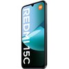 Smartfon z dużym ekranem, na którym widoczny jest napis "REDMI 15C" oraz logo "mi" w pomarańczowym kwadracie. Obudowa urządzenia jest czarna, a na boku znajdują się przyciski.