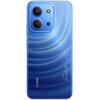 Niebieski smartfon z dwoma aparatami w górnej części obudowy, z widocznymi napisami "REDMI" i "Redmi 15C" na tylnej części. Obudowa ma delikatne, faliste wzory.